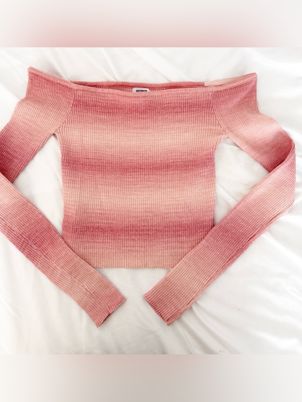 Cotton On Women’s Off-Shoulder Ribbed Sweater - Pink Ombre